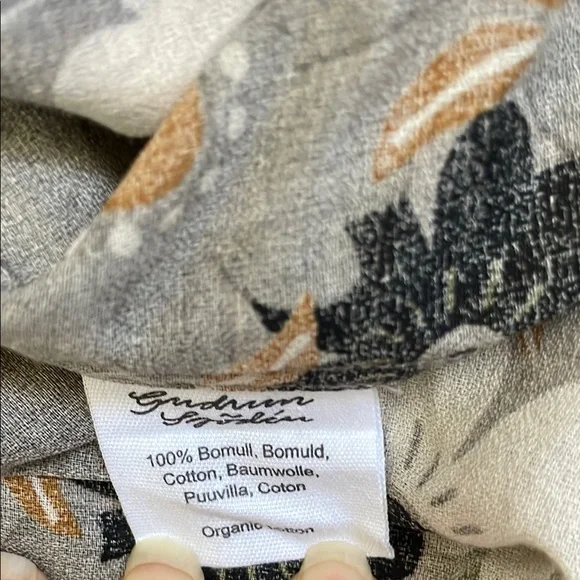 Gray/Cream/Green 100% Cotton Gudrun Sjoden Sleeveless Dress Sz L - Picture 8 of 8